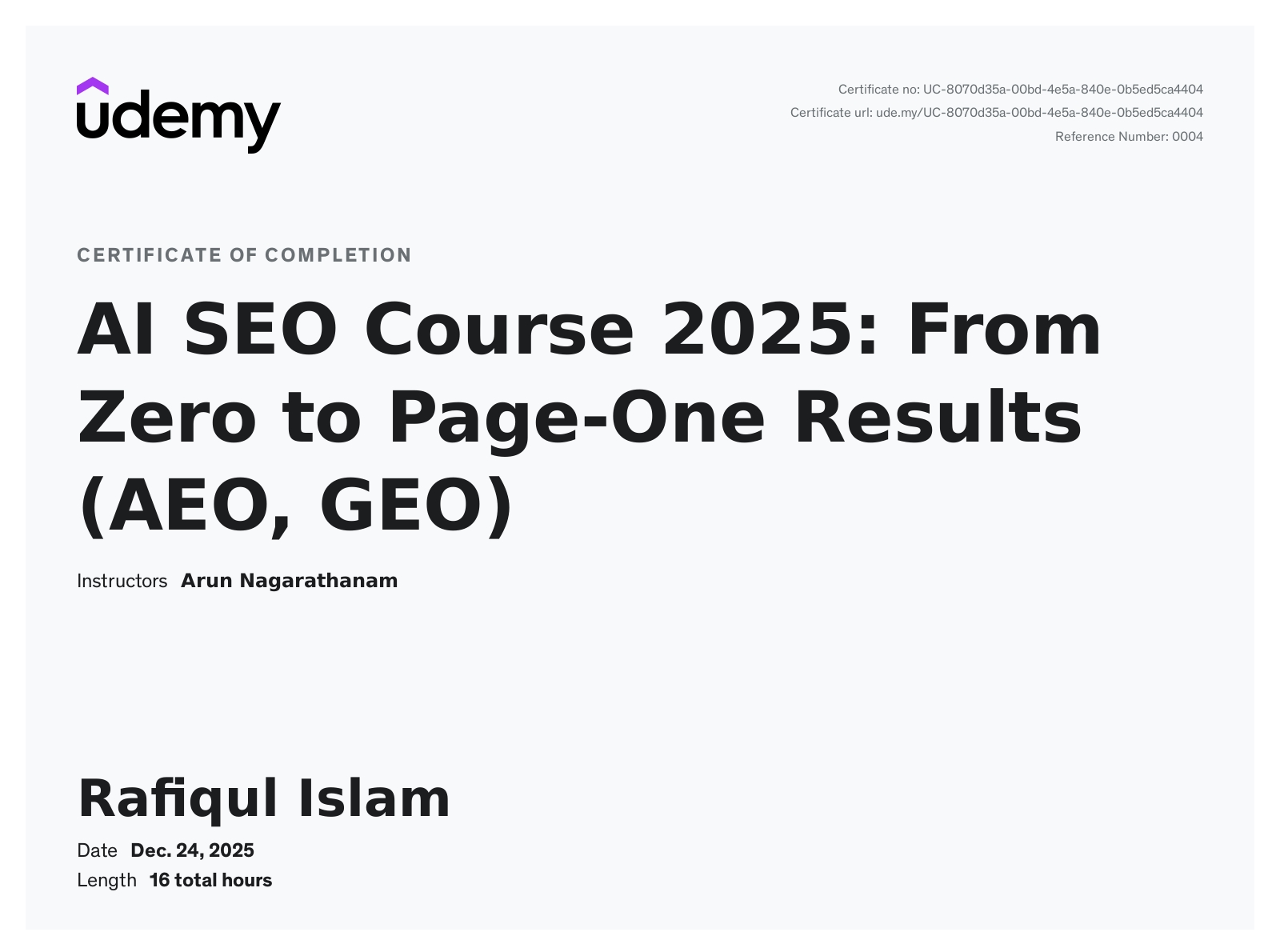 AI SEO Course 2025: From Zero to Page-One Results (AEO, GEO)